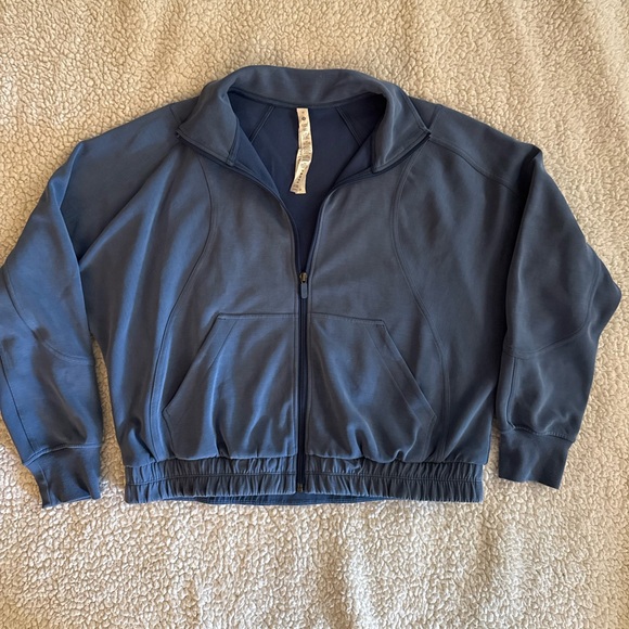 Lululemon Brushed Softstreme Funnel-Neck Zip Up in Pitch Blue - Picture 5 of 6
